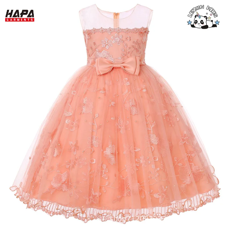 LEZONKIDS - Color Size Customization Children's Embroidered Mesh Princess Dress Puff  Party Girls Dress